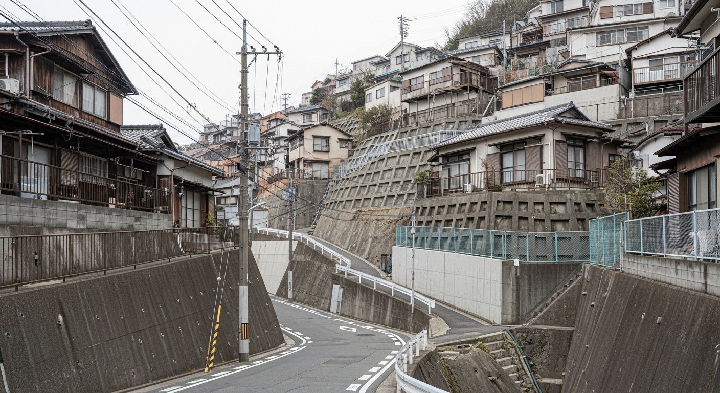 急傾斜地の住宅地
