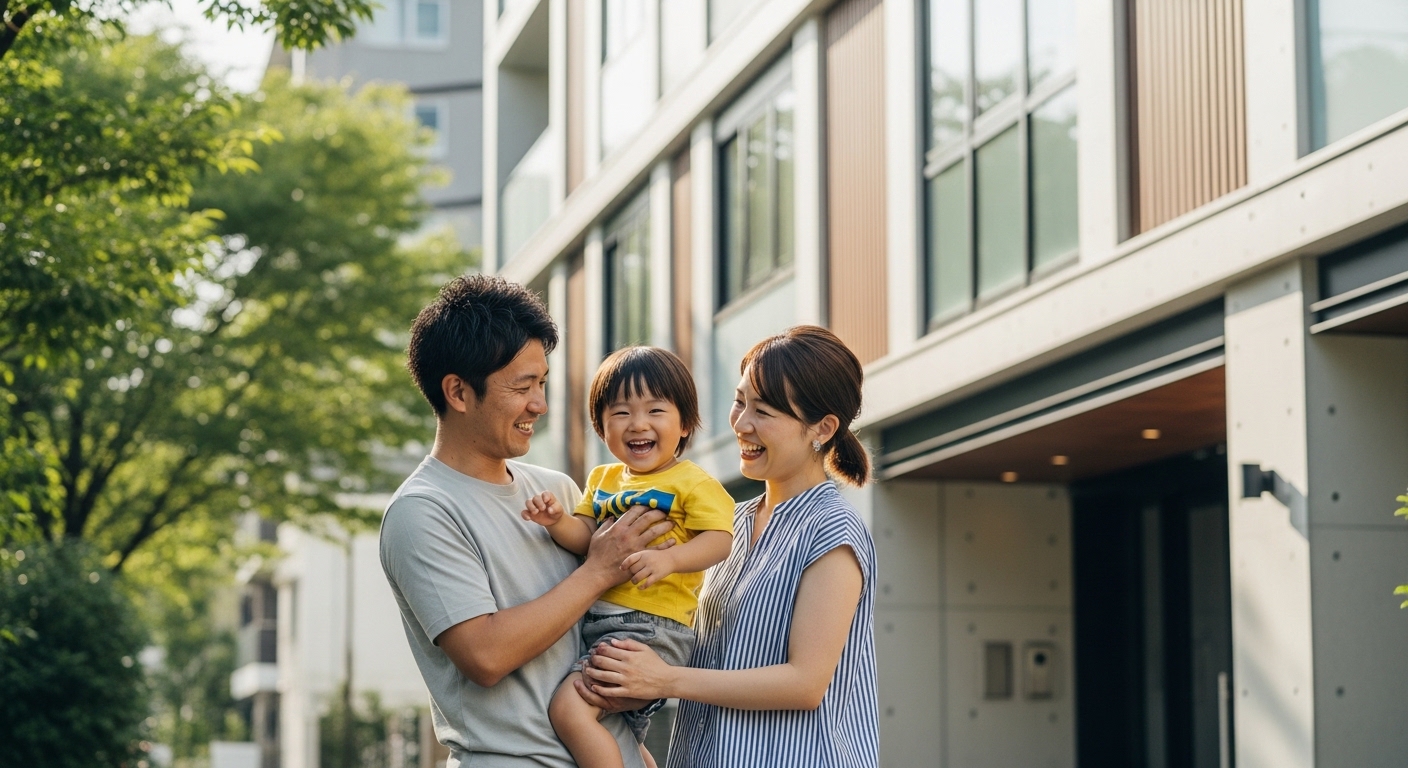 安全な住まいで暮らす家族