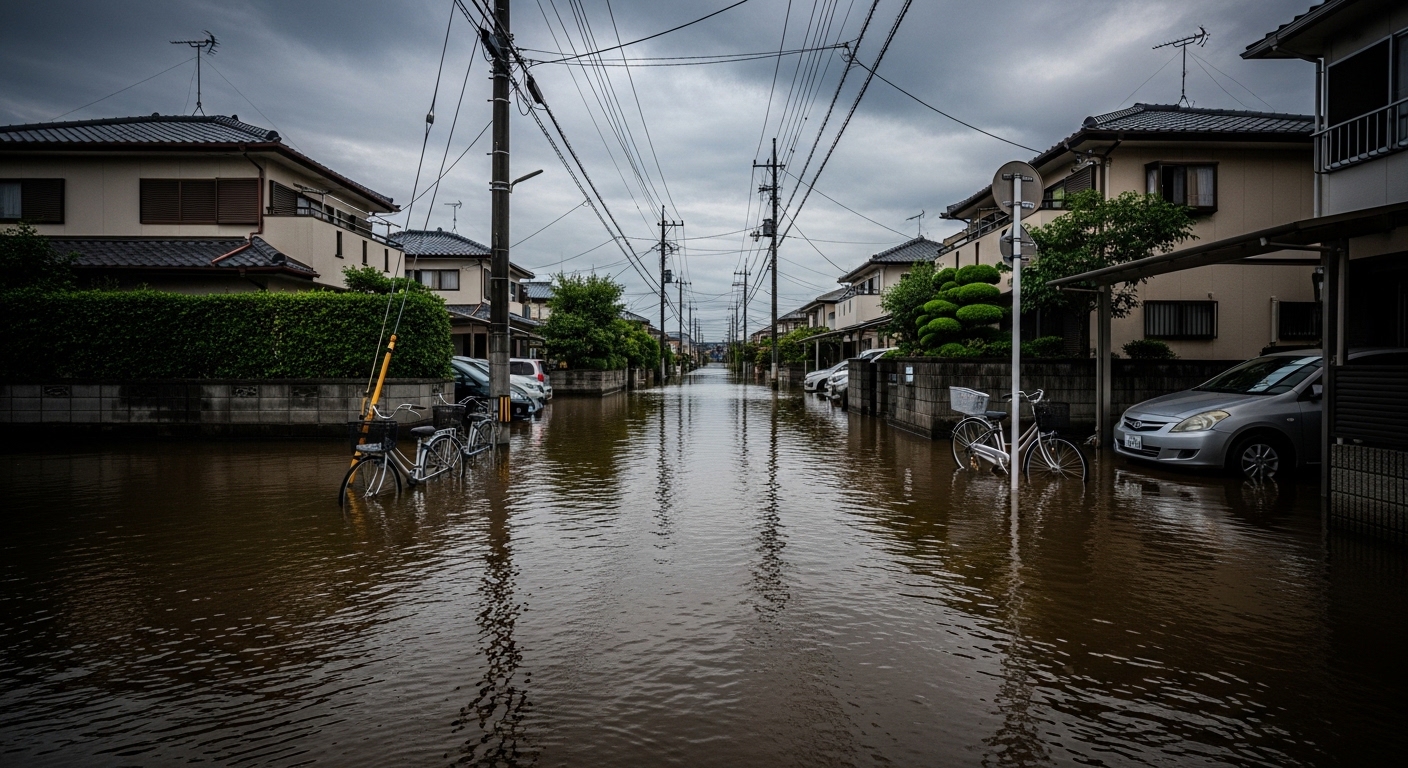 浸水した住宅街